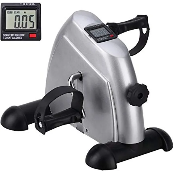 Uten Heimtrainer Mini Bike, Beintrainer Mini Arm und Beintrainer für Zuhause Büro, Bewegungstrainer für Senioren, mit LCD Display, Silber