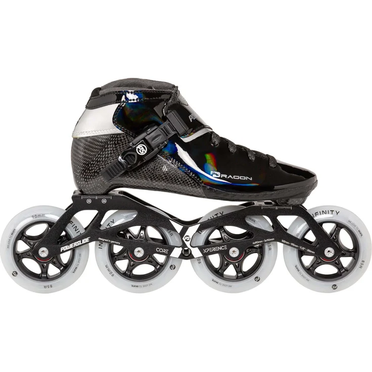 Powerslide Dragon Black 90, Inline-Skates für Kinder, 4x90 mm Räder, ABEC 9 Lager, Schwarz, EU 38