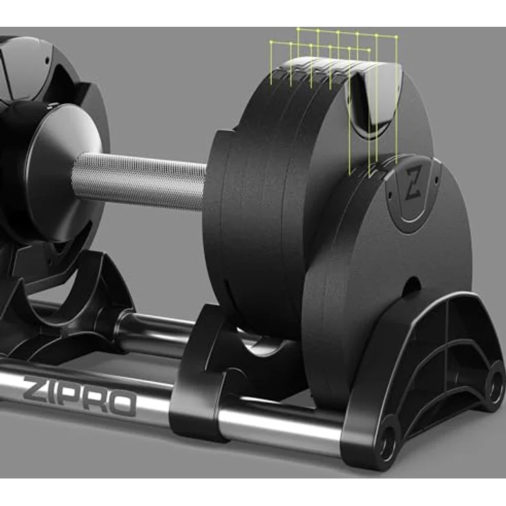 ZIPRO verstellbare Hanteln Round, 1 Stück, rutschfest, einstellbare Gewichte von 2 bis 24 kg, 12 Gewichtseinstellungen, ideal für Home Gym – Bild 4