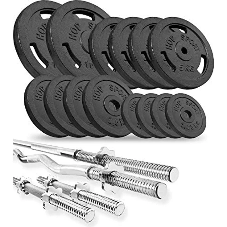 HS HOP-SPORT Hantelbank Kraftstation 1065 mit Gusseisen Gewichten 39kg bis 116kg (76kg) – Bild 2