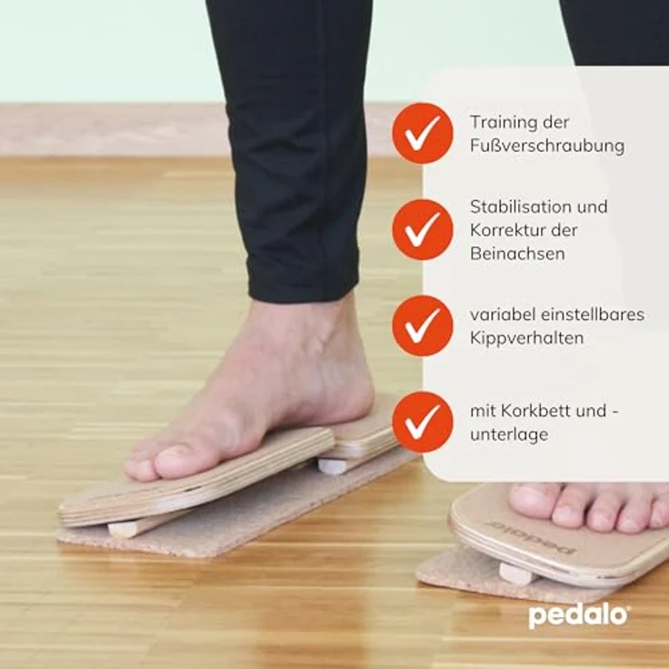 Pedalo Fusstrainer, Balance Trainer zur Unterstützung gesunder Füße, 2 Standbretter aus Birke Multiplex, belastbar bis 150 kg – Bild 2