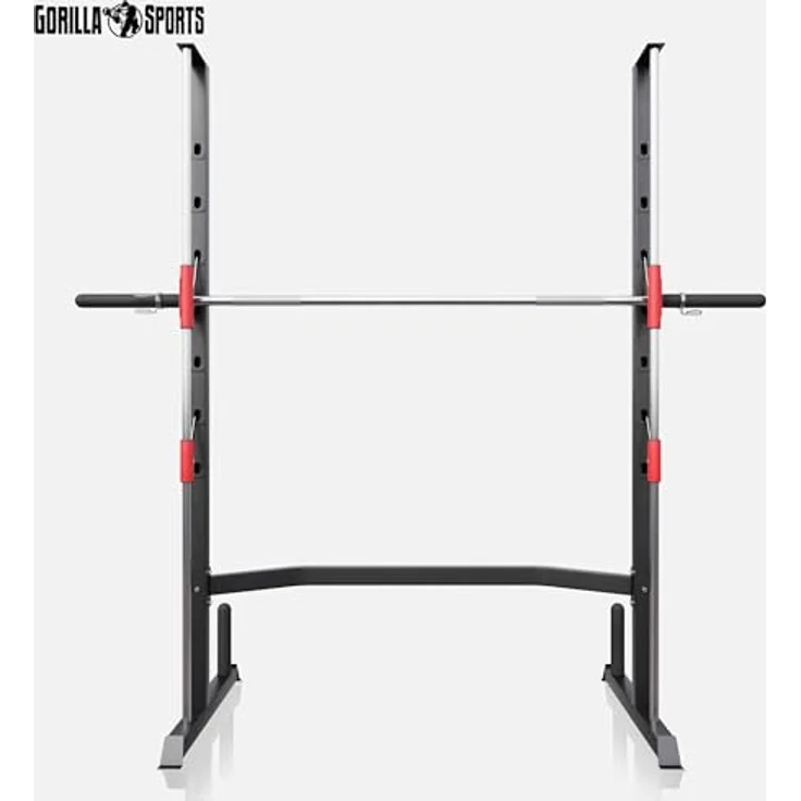 GORILLA SPORTS Power Rack - inkl. geführter Langhantelstange 25mm, bis 300kg, Stahl - Multipresse Squat Rack, Smith Machine, Kniebeugeständer, Kraftstation, schwarz – Bild 2