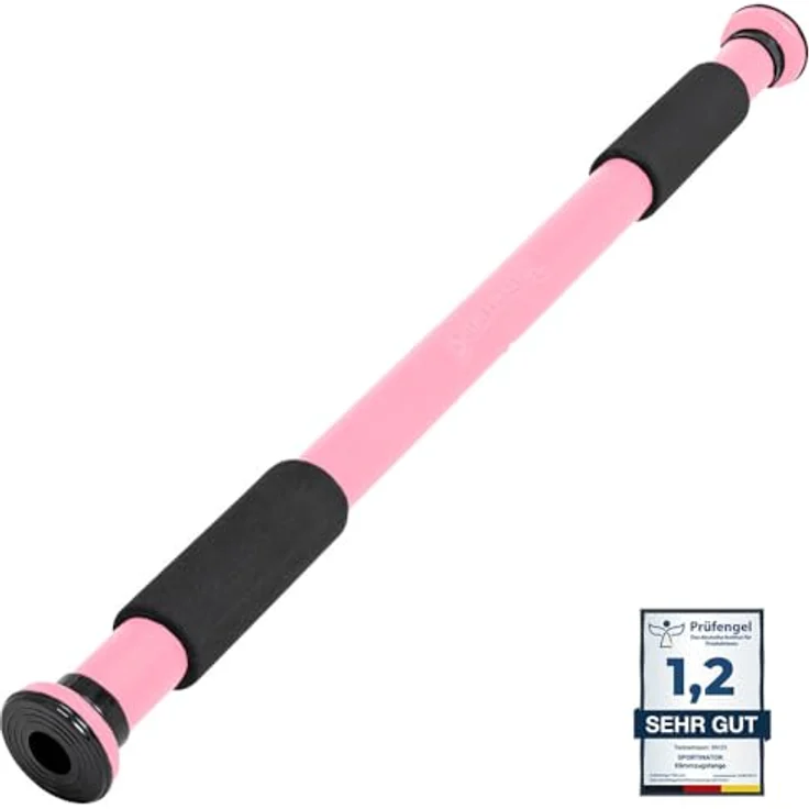 SPORTINATOR® Klimmzugstange für Türrahmen, kompakt und sicher, belastbar bis 150 kg, rosa – Bild 1