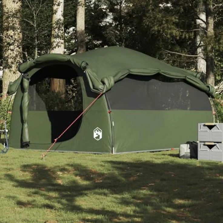 vidaXL Tunnel-Familienzelt 6 Personen, wasserdichtes Olivgrün Campingzelt mit einfachem Auf- und Abbau, abnehmbaren Überzelt und E-Anschluss für Stromzugang – Bild 2