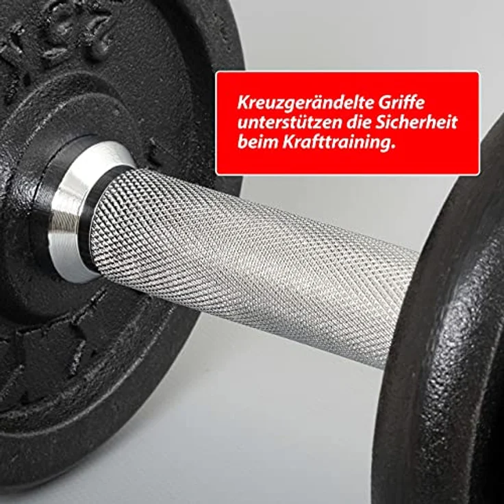 MAXXIVA® Kurzhantel-Set Gusseisen 2x10 kg 8 Gewichtsscheiben Sternverschluss Hantelset für Kraftsport Muskelaufbau Workouts Bodybuilding Reha 20 kg – Bild 4