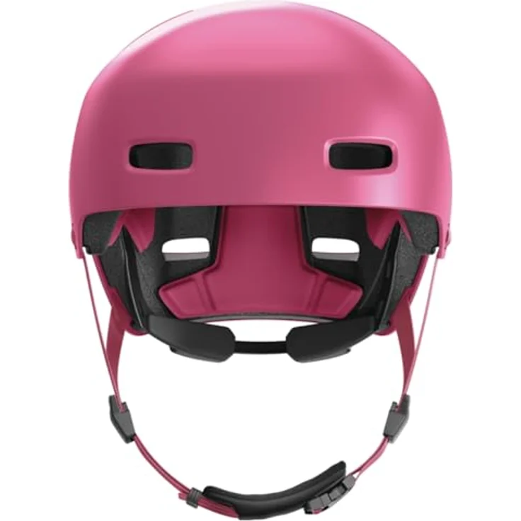 ABUS Fahrradhelm XOXO, Cityhelm im Skater-Look für Skateboard, Fahrrad und Scooter, mit optimiertem Kinnpolster, Größe S, mono rot – Bild 2
