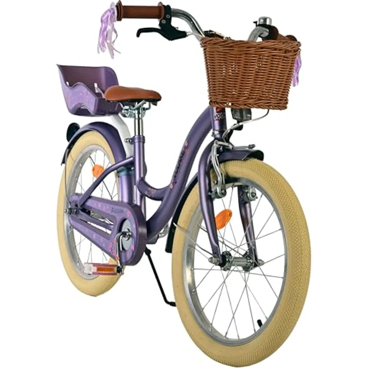 Volare Kinderfahrrad Blossom, 18 Zoll für Mädchen, lila, mit geschlossenen Kettenschutz, höhenverstellbarem Sattel und Lenker, Hand- und Rücktrittbremse – Bild 7
