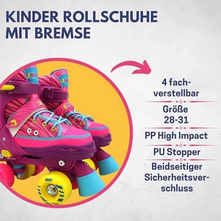 Best Sporting Rollschuhe für Kinder und Jugendliche, Größe verstellbar, ABEC 7 Carbon, pink pink, 28 - 31 – Bild 3