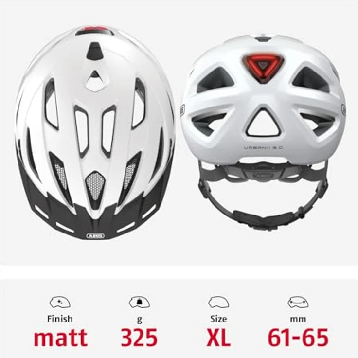 Abus Urban I 3. 0 Fahrradhelm - Polarweiß 61 - 65 cm – Bild 4