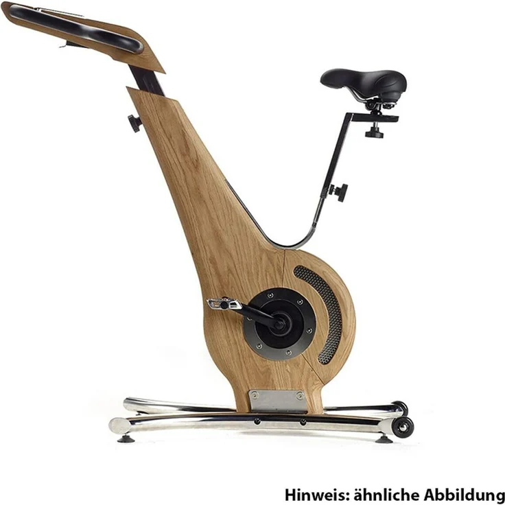 NOHrD Hometrainer Ergometer Bike Club-Sport, massives Holzdesign, stufenlos einstellbarer Tretwiderstand, Planetengetriebe, Tablet-Halterung, umklappbarer Lenker