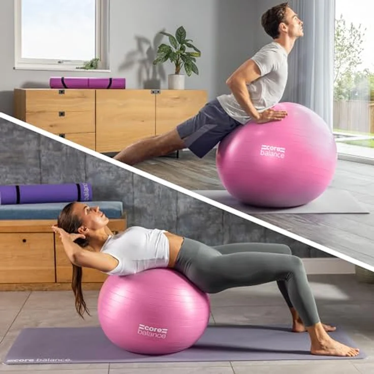 Core Balance, berstsicherer Gymnastikball - für Fitness Yoga Schwangerschaft - 55cm 65cm 75cm 85cm - inkl. Luftpumpe – Bild 2