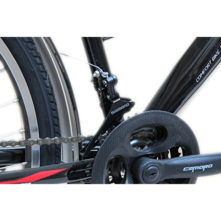 Talson 28 Zoll City-Fahrrad 21-Gang-Shimano-Schaltung mit Beleuchtung und Gepäckträger, Schwarz – Bild 4