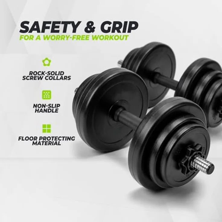 Virtufit einstellbares Hantel-Set, 2 Vinyl Hanteln von 14 kg bis 28 kg, inklusive 4 Hantelscheiben 25 mm, hohe Qualität und 2 Jahre Garantie – Bild 4