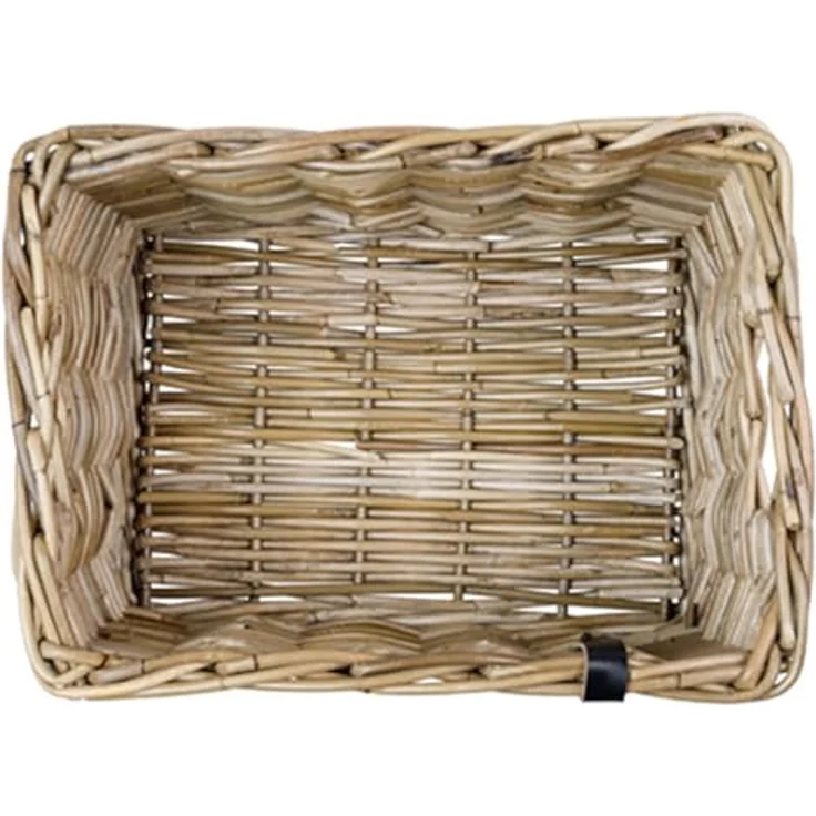 Basil DAX S Rattan Fahrradkorb, Rechteckiger Aufbewahrungskorb für Vorderradgepäckträger, Grau, Handgeflochten, 20 l Volumen, Ideal für Damen- und Herrenfahrräder – Bild 3