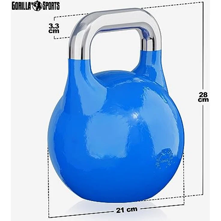 GORILLA SPORTS® Kettlebell Competition - Gewicht 8 kg bis 40 kg, in 9 Farben - Wettkampf Kugelhantel aus Massivstahlguss - Fitness, Krafttraining, Gym – Bild 3