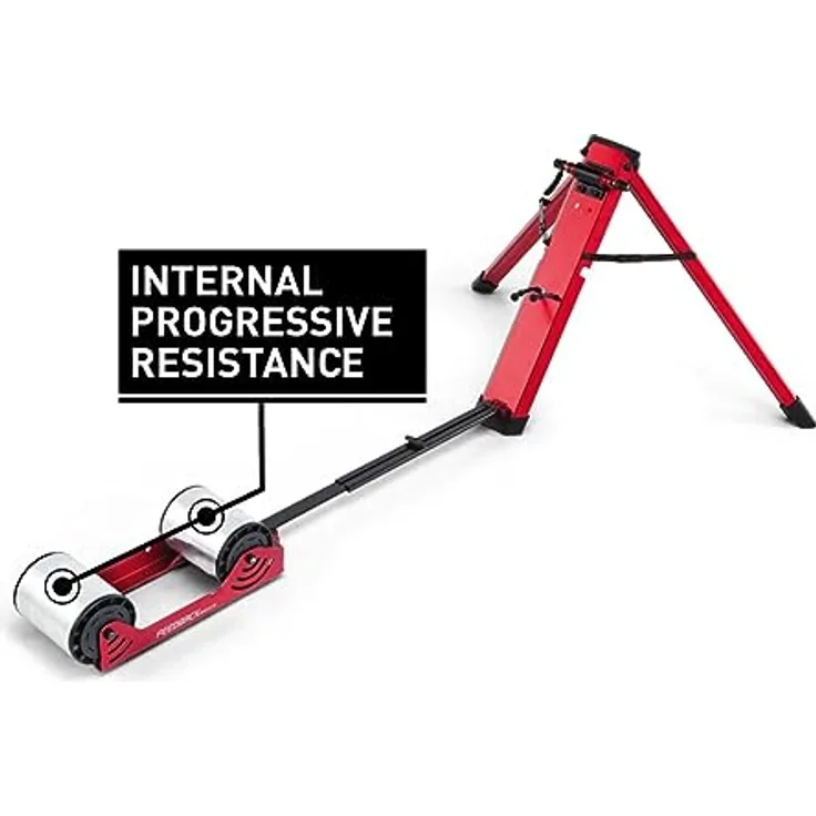 Feedback Sports Omnium Trainer, faltbar mit Transporttasche, Unisex, Erwachsene, rot eloxiert, stufenlose Widerstandserhöhung, 6,2 kg, Packmaß 66 x 18 x 20 cm