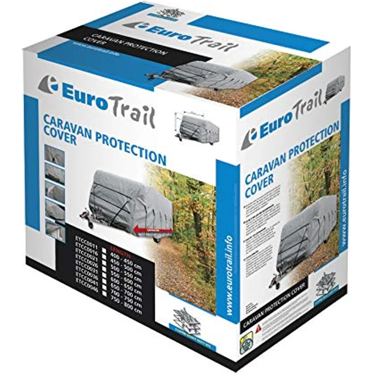 Eurotrail Caravan Schutzhülle, wetterfeste Zeltabdeckung aus SFS-3 Material, 250 cm breit, für Wohnwagen 450-500 cm – Bild 7