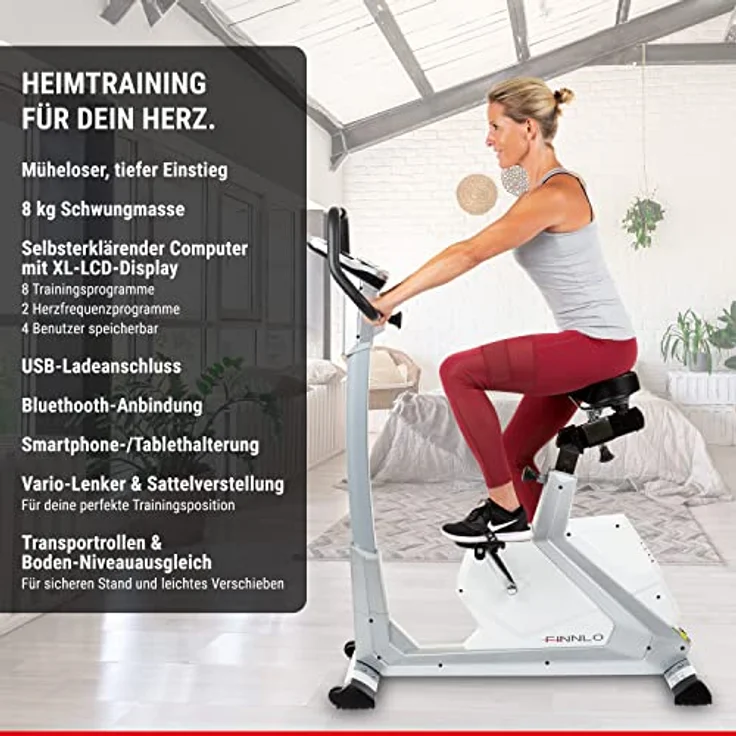 HAMMER 3194 Finnlo Ergometer Varon XTR BT mit APP Steuerung für Smartphone, Bluetooth Anbindung, Kompatibel mit: Kinomap und BitGym, tiefer Einstieg, 15 Trainingsprogramme – Bild 2
