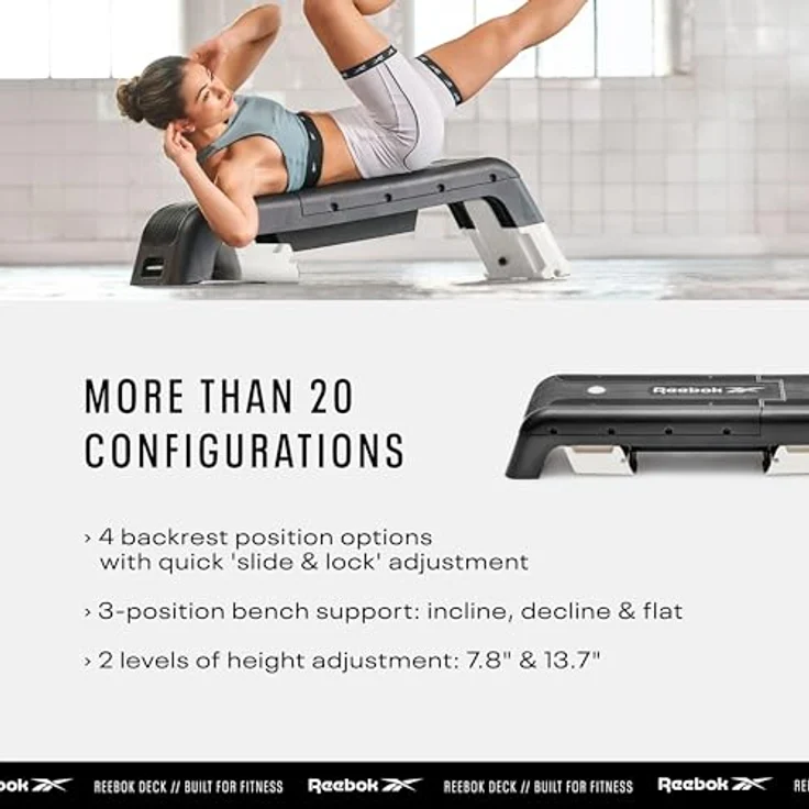 Reebok Stepper, Steppbrett mit neigbarem Deck und Höhenverstellung auf zwei Ebenen, 121 x 33 x 35 cm – Bild 3