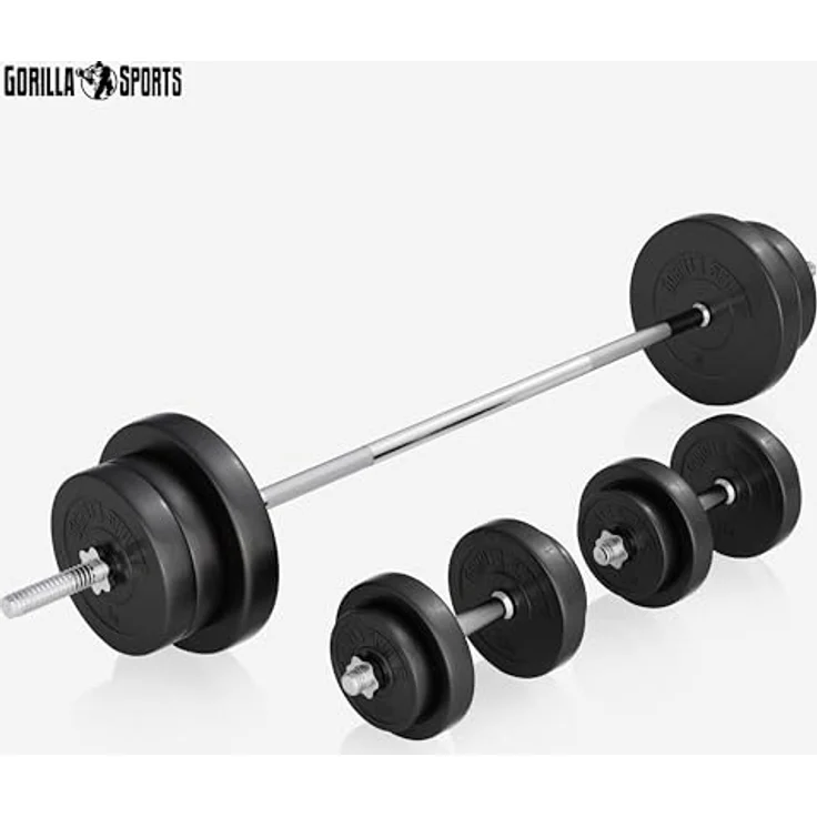 GORILLA SPORTS® Hantelbank - inkl. Hantelset 38/70/100kg, Ablage, Dip-Station, Höhenverstellbar, Klappbar, bis 200kg, Schwarz/Weiß - Trainingsbank mit Langhantelset, Drückerbank, Schrägbank, Flachbank – Bild 4