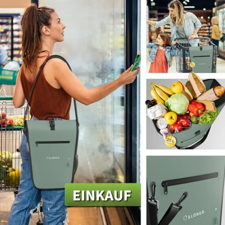 Eloneo Velotasche, Gepäckträgertasche mit 25 l, gepolstertem Laptopfach, wasserdicht, zuschaltbare LED-Beleuchtung – Bild 5