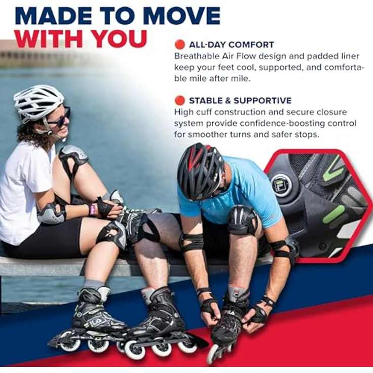 FILA Inline Skates, Größe 37, für Freizeit und Sport, schwarz – Bild 4