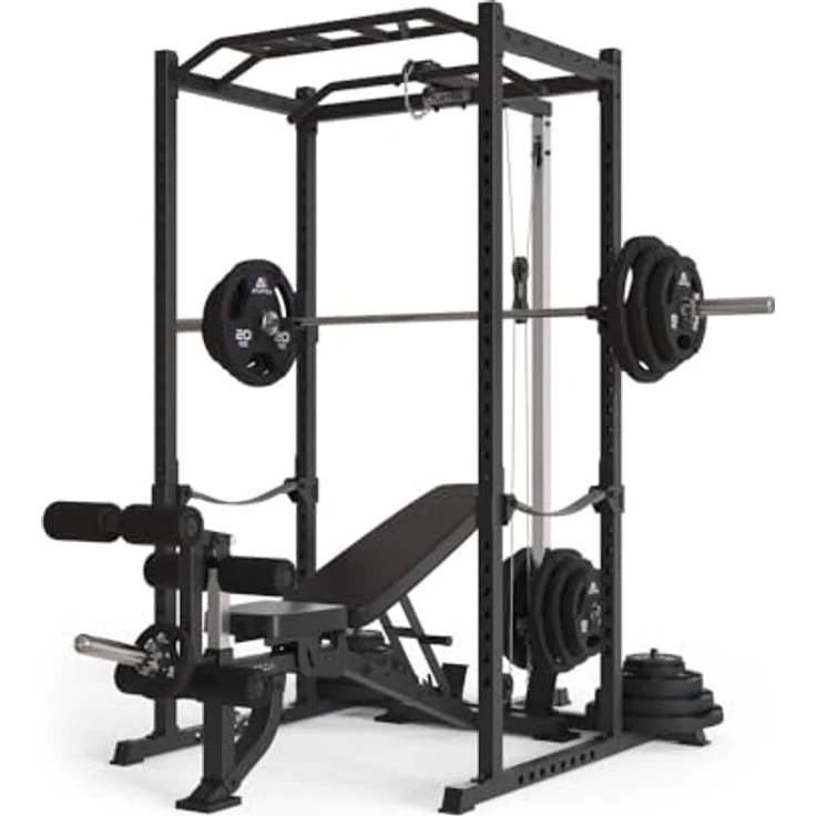 Atletica R5-Vega Power Rack | Power Cage mit Latzug | Multi-Grip Klimmzugstange, Safety Straps, J-Hooks & Weight-Pins | 213 cm Höhe | in Zwei Höhen verfügbar, Größe 213 cm – Bild 1