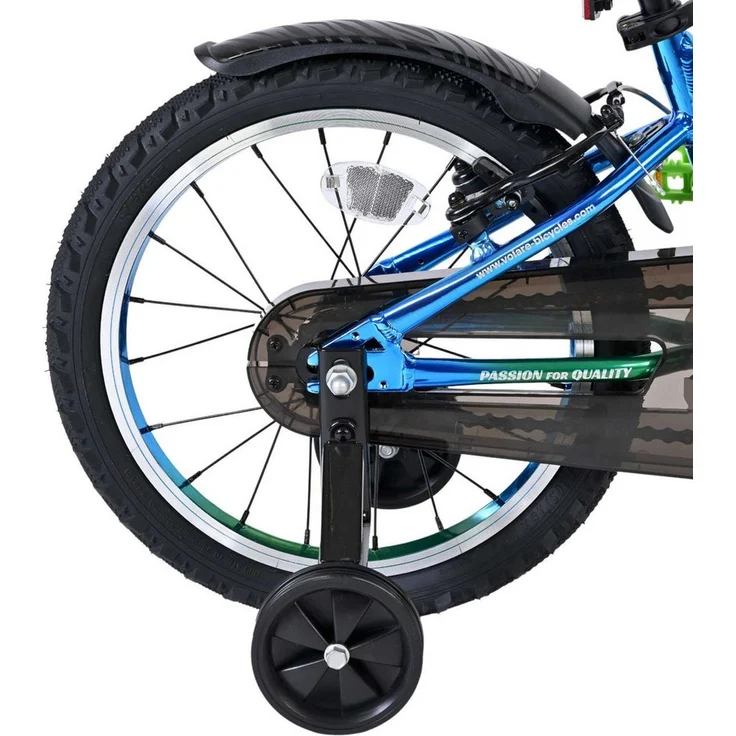 Volare Chrome 16-Zoll-Kinderfahrrad für Jungen, Blaugrün, mit abnehmbaren Stützrädern und höhenverstellbarem Lenker und Sattel