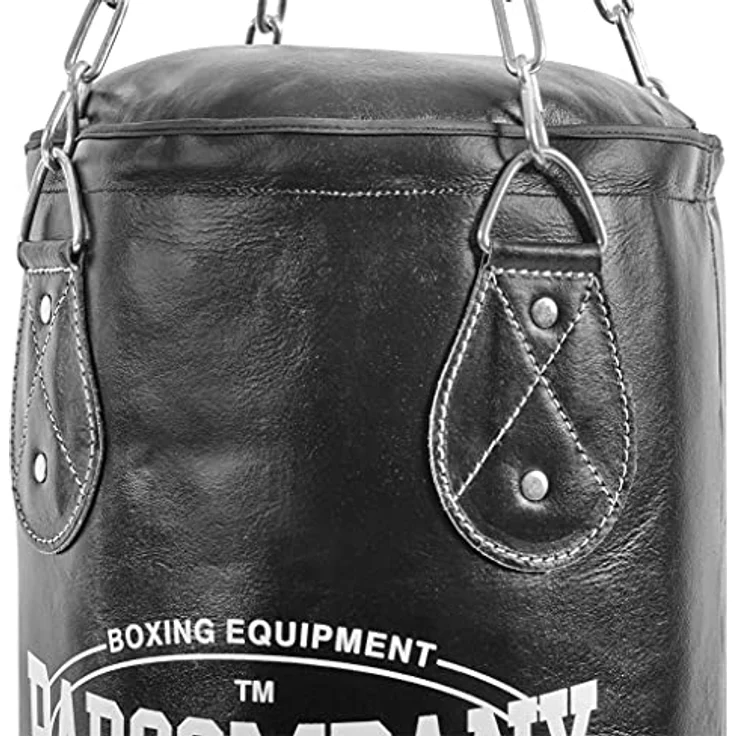 Bad Company Boxsack, Leder Punching Bag inkl. Heavy Duty Vierpunkt-Stahlkette, ungefüllt, 80 x 35 cm, Schwarz – Bild 3