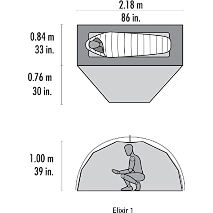 MSR Elixir 1, Kuppelzelt für 1 Person, 2.10 kg leicht, freistehende Konstruktion mit viel Stauraum – Bild 5