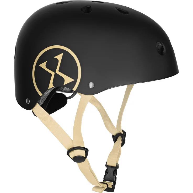 Nils Extreme MTW001-1, Schwarz-Beige Fahrradhelm Größe S (52-56 cm) mit Out-Mold-Technologie und anpassbarem Größensystem
