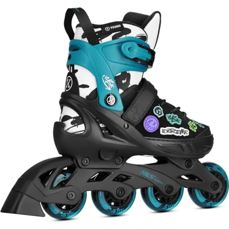Nils Extreme NA2053A VIBE Inlineskates, türkis, ABEC-5, Gr. 29-32, mit Personalisierungssystem und 3-fach Verschluss – Bild 4