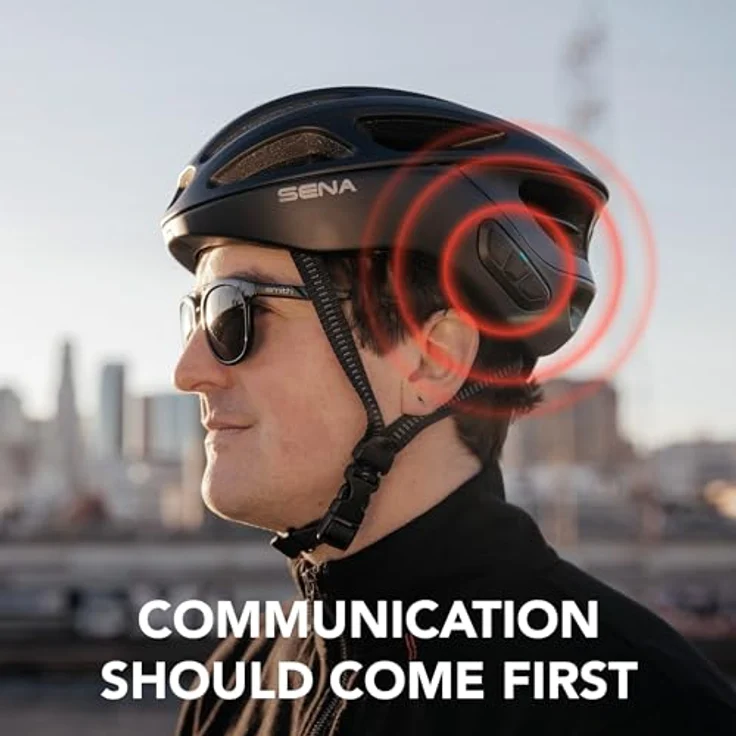 Sena R1 Smart Fahrradhelm, Bluetooth 4.1, matte schwarze Ausführung, Größe L, mit Advanced Noise Control™ und Intercom-System bis 900 m – Bild 6