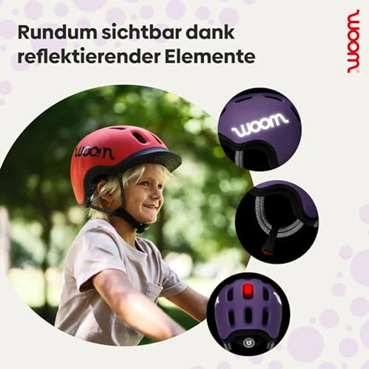 WOOM Ready 3.0 Junior Fahrradhelm, lila XS für Kopfumfang 46–50cm, hoher Tragekomfort und Schutz für Kinder – Bild 5