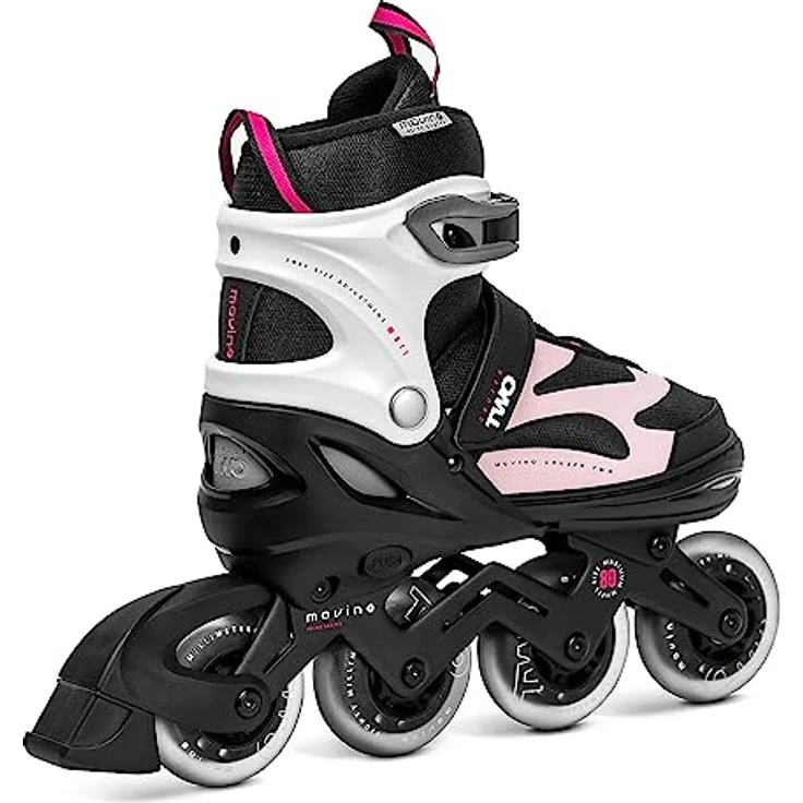 Movino Cruzer Two L, Verstellbare Fitness Inline-skates für Damen, Aluminium-Schiene, 80 mm Rollen, Rosa, ABEC-7 – Bild 7