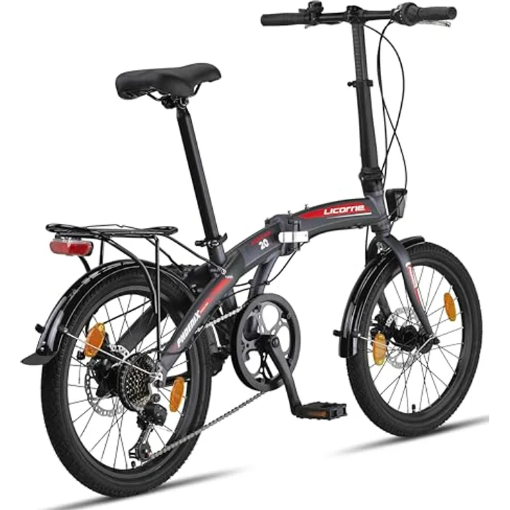 Licorne Bike Phoenix 2D 20 Zoll Aluminium Faltrad Klapprad Scheibenbremse Discbremse Faltfahrrad Herren Damen 7 Gang Kettenschaltung Folding City Bike Alu-Rahmen StVZO, Schwarz – Bild 5