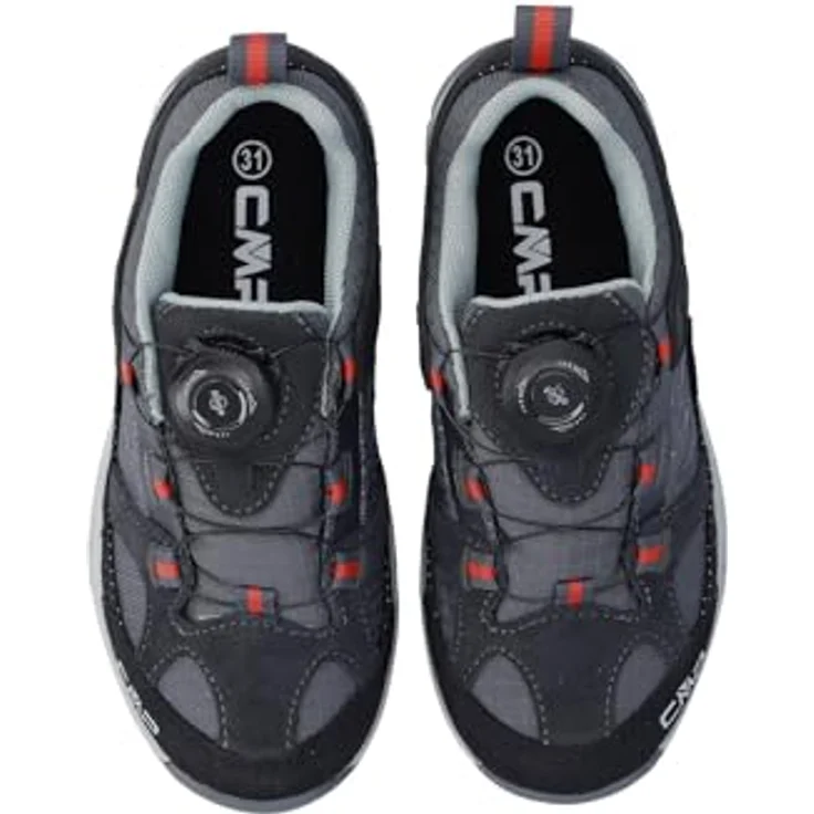 CMP Kids Kiruna Low Fitgo Wanderschuhe, wasserdicht mit FitGo-Verschlusssystem, grau-orange, Größe 35 – Bild 5