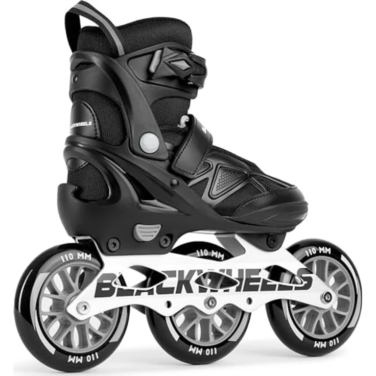 BLACKWHEELS Dynamic Inlineskates, drei-Räder-Anordnung für optimale Geschwindigkeit, 110 mm Räder, größenverstellbar 39-42, Schwarz – Bild 7