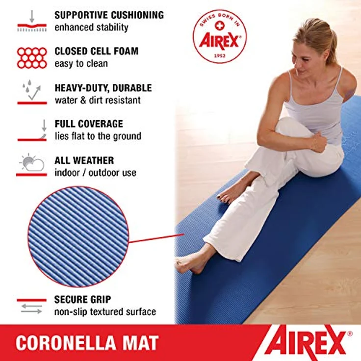 Airex Gymnastikmatte Coronella, 1,5 cm stark, schieferfarbig, Sanitized-veredelt, für Fitnessstudios und Therapieeinrichtungen – Bild 2