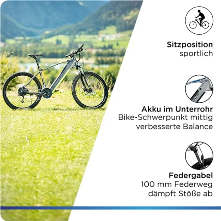 ZÜNDAPP E Bike Z808 27,5 Zoll | 24 Gänge hydraulische Scheibenbremse | Elektrofahrrad MTB Pedelec (schwarz/grün, 48 cm) – Bild 5