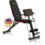 DH FitLife Hantelbank klappbar mit Curlbank & Beinstrecker | Weight Bench 7 Stufen verstellbar, Schwarz