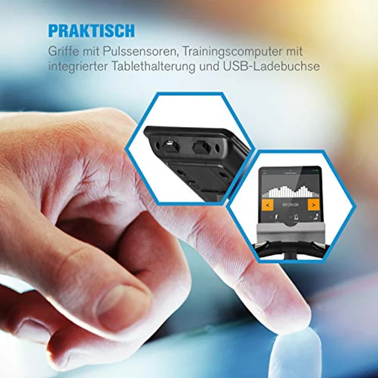 Kraftfit Crosstrainer, Stepper für Zuhause, Fitnessgerät für Zuhause, Hometrainer, Ellipsentrainer mit 20kg Schwungmasse, Leiser Heimtrainer mit 12 Programmme, Kinomap-Applikation & Bluetooth, Schwarz – Bild 5