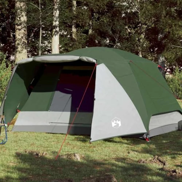 vidaXL Campingzelt 4 Personen, wasserdichtes Trekkingzelt mit Vorzelt und Insektenschutz, grün – Bild 2