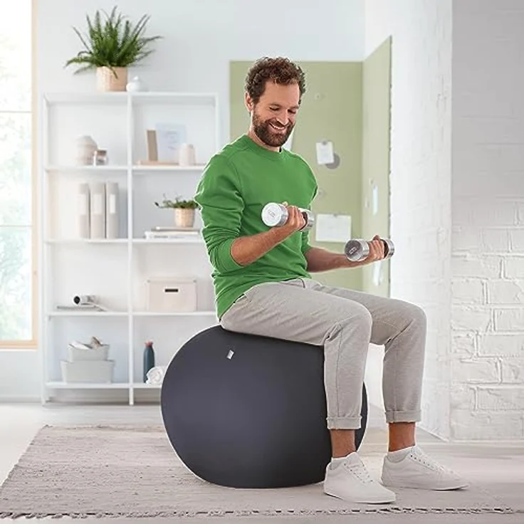 Leitz Ergo Active Gymnastikball, 55 cm, ergonomisch, anti-Wegroll-Design, TÜV-zertifiziert – Bild 8
