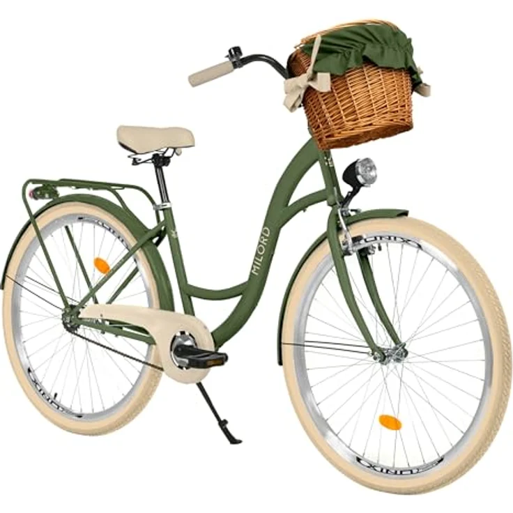 Milordbikes City-Fahrrad, Grün, Metall, 46 cm, leichtgängige 700C Reifen, 17 kg, inkl. Träger und Werkzeug – Bild 1