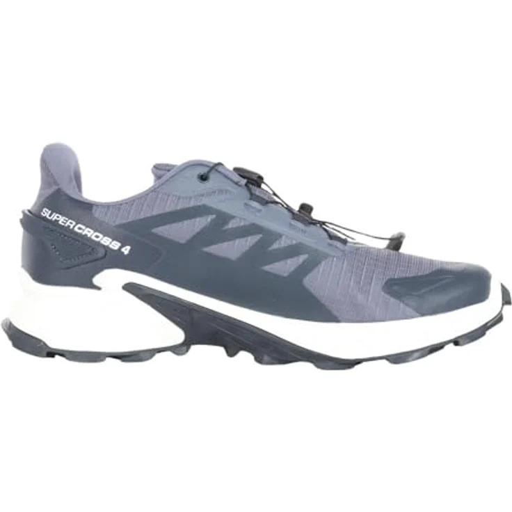 Salomon Herren Sneaker Supercross 4 GTX, wasserdichte Trailrunningschuhe mit GORE-TEX, Quicklace-Schnellschnürsystem, grisaille/white/carbon, Größe 11.5 – Bild 7