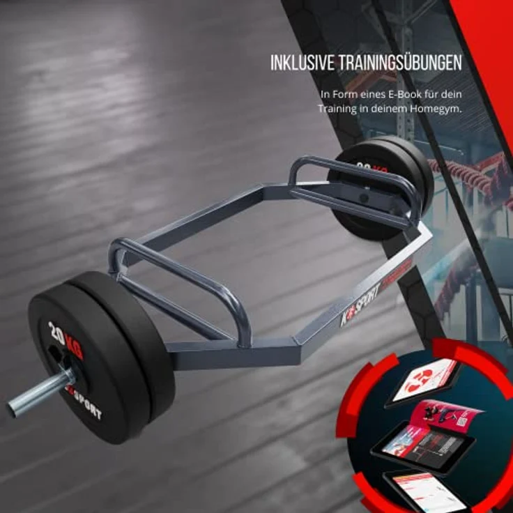 K-Sport: Trap Bar 150cm mit 30mm Aufnahme I Hexagon Stange I Hexagon-Bar I Trizeps-Stange I Olympische Hantelstange bis 200kg belastbar – Bild 4