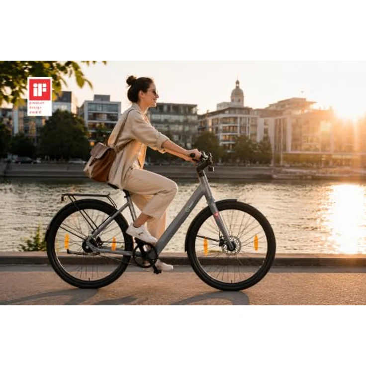 SachsenRAD C3V Roma II, 28" Ultraleicht E-Bike mit Riemenantrieb, 6km/h Schiebehilfe, KI-Unterstützung, für Damen/Herren, Grau – Bild 3