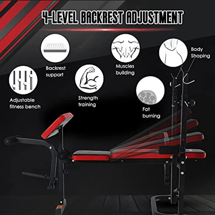 ISE Multifunktional Trainingsbank Hantelbank verstellbar Klappbar mit Beincurler Semi-Pro Haushalt Fitnessgeräter für Kniebeuge Bankdrücken Rumpfbeuge belastet 120kg – Bild 2