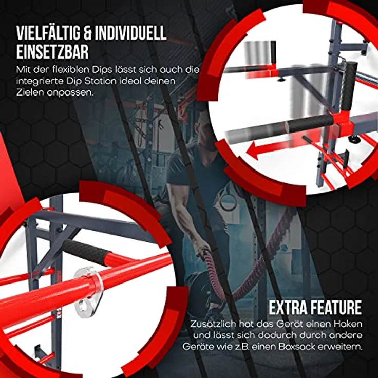 K-Sport: Trainingsset - Sprossenwand mit Dip Station & Klimmzugstange I Kraftstation mit Pull-Up Bar, Dip Stange für anspruchsvolle Workouts, inkl. E-Book – Bild 3